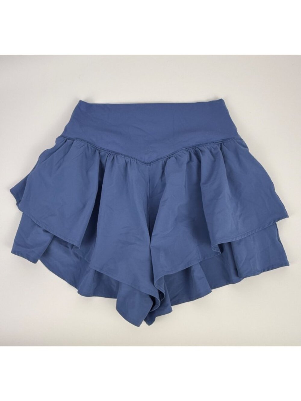 OFFLINE By Aerie Real Me Flirty Ruffle Tiered High-Waisted Shorts Blue Size M - Picture 4 of 6